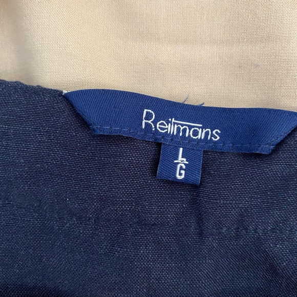 Reitmans Linen Rayon Blend Tie Front Blouse, Size L - Picture 4 of 6